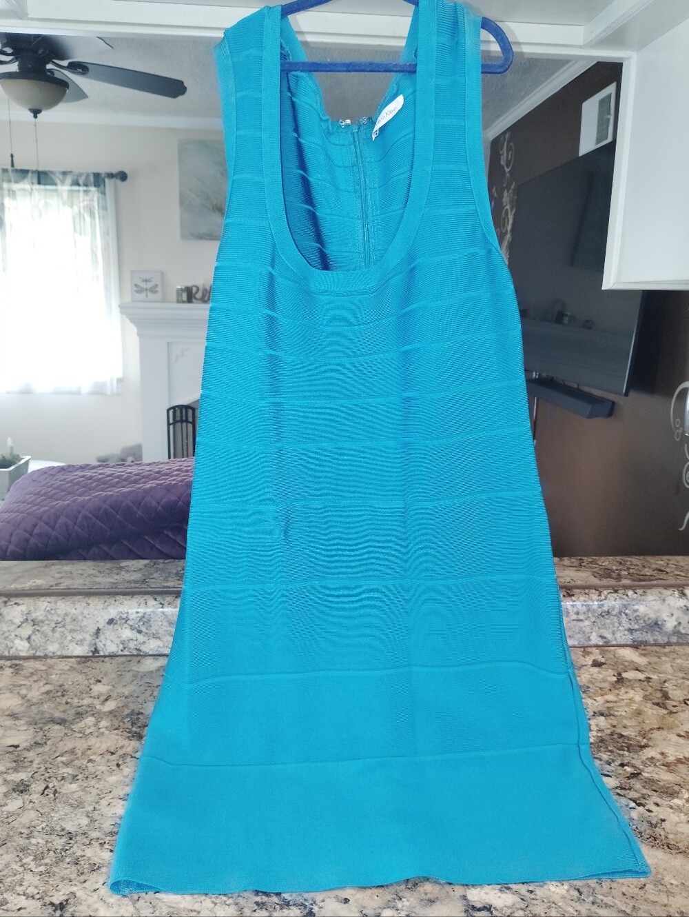 Calvin Klein Teal Textured Knit Bandage Sheath Dress โTurn heads